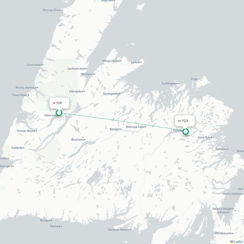 YDF - YQX route map