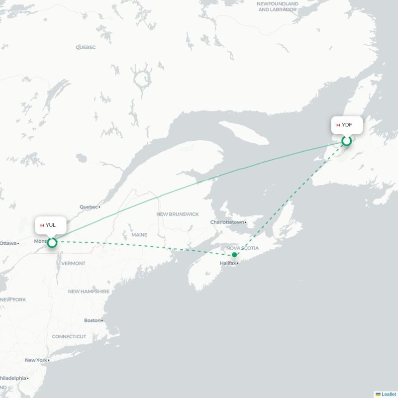 YDF - YUL route map