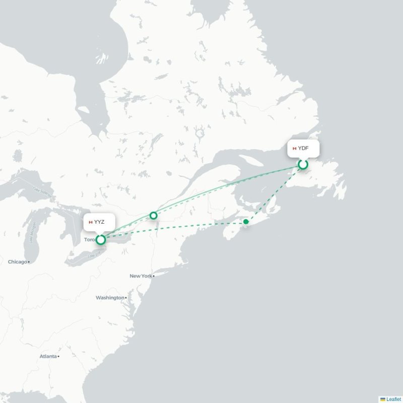 YDF - YYZ route map
