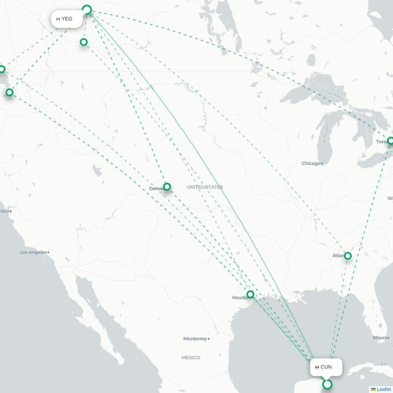 YEG - CUN route map