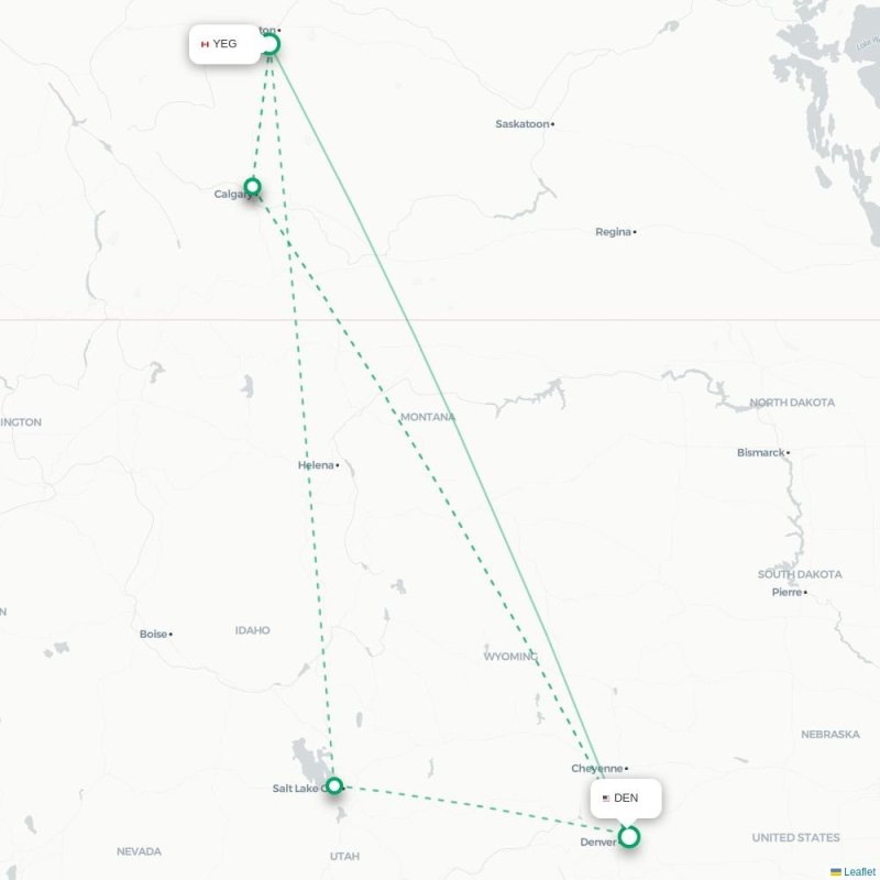 YEG - DEN route map