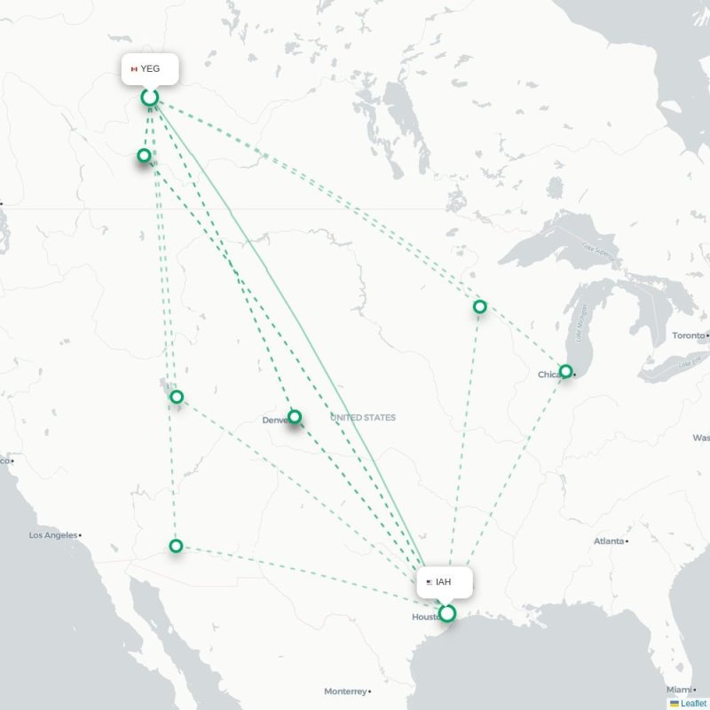 YEG - IAH route map