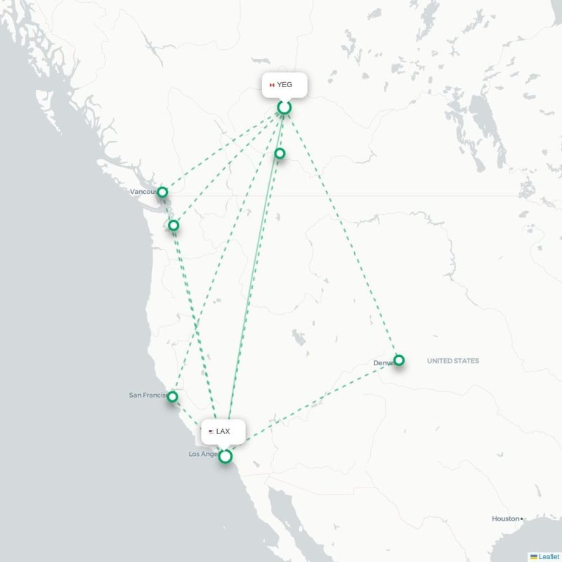 YEG - LAX route map