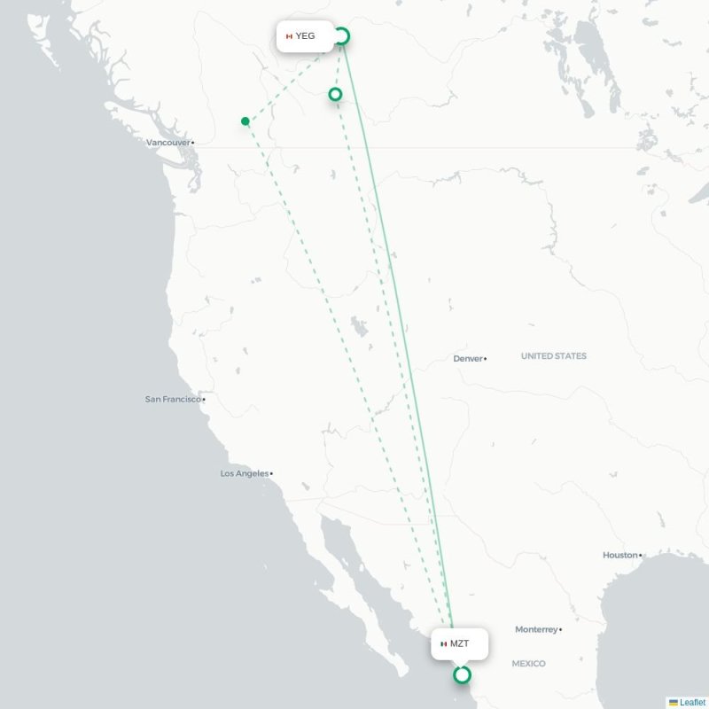YEG - MZT route map