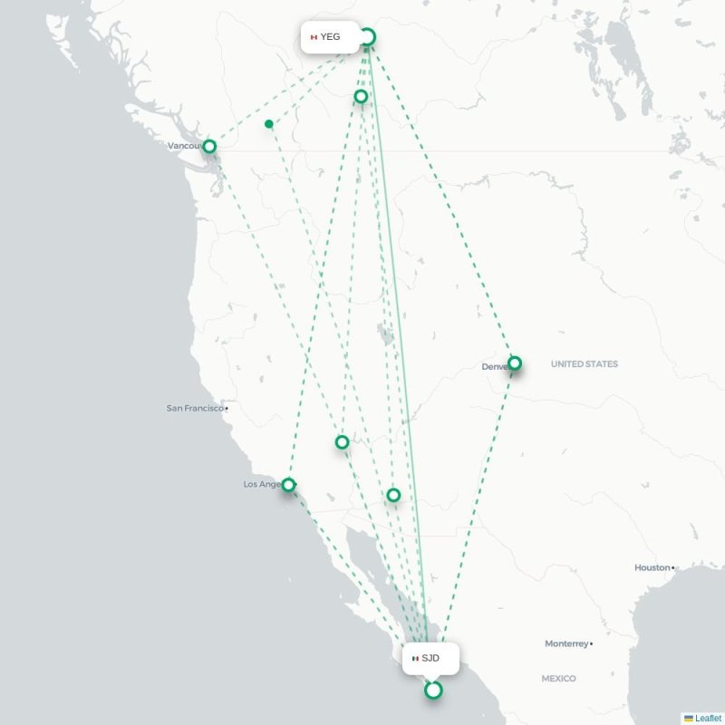 YEG - SJD route map
