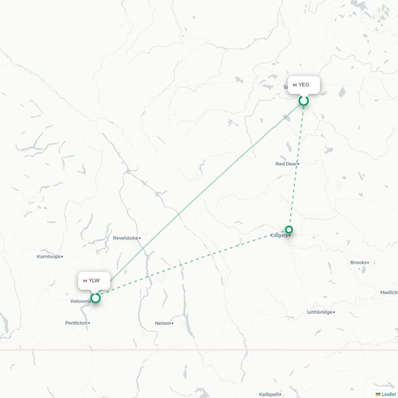 YEG - YLW route map