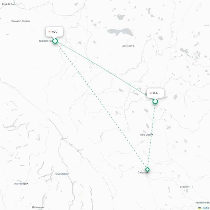 YEG - YQU route map