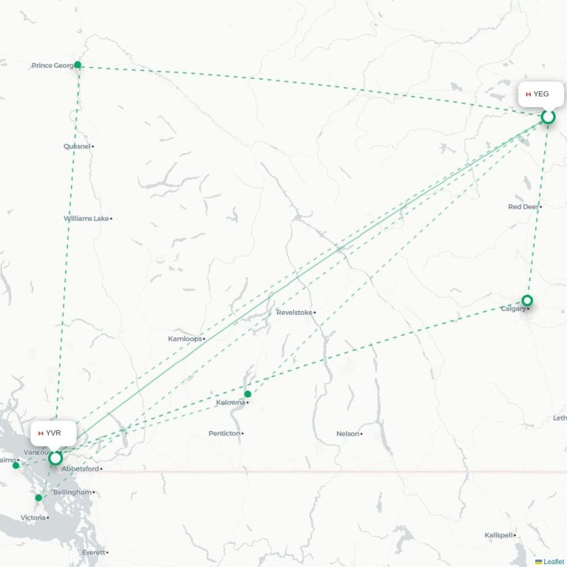 YEG - YVR route map