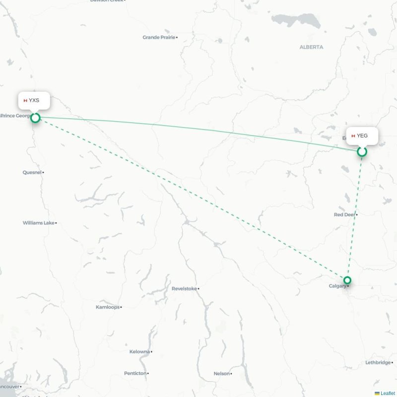 YEG - YXS route map