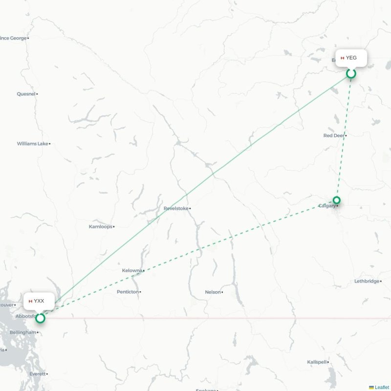 YEG - YXX route map