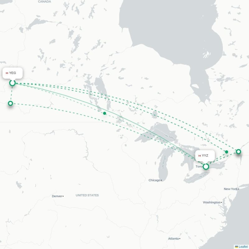 YEG - YYZ route map