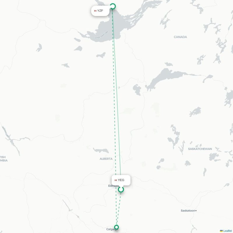 YEG - YZF route map