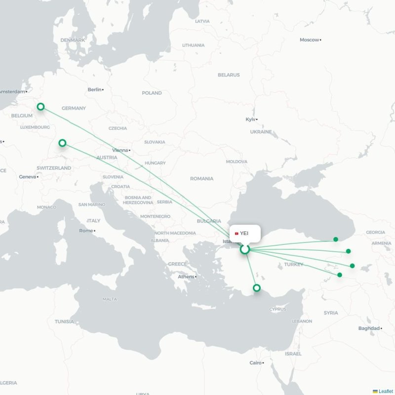 YEI - ERZ route map