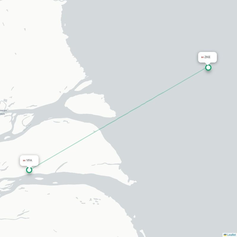 YFA - ZKE route map