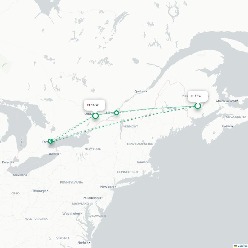 YFC - YOW route map