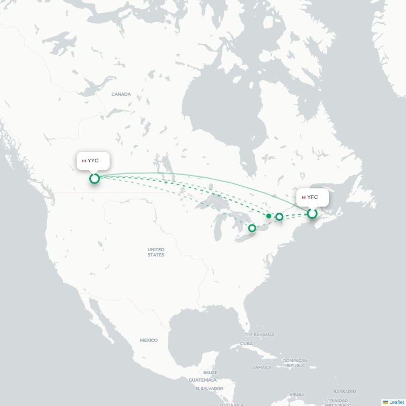 YFC - YYC route map