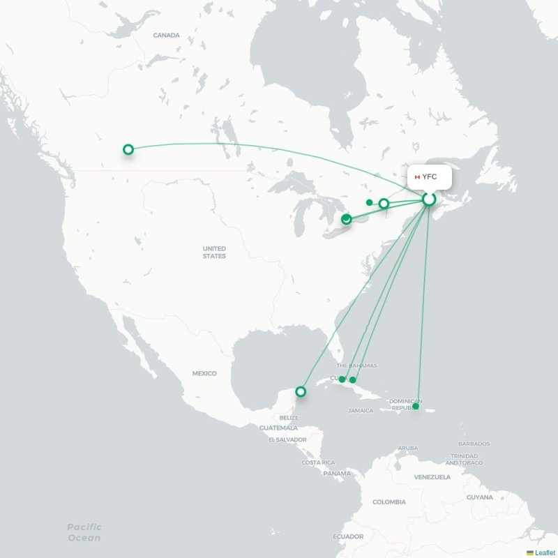 YFC - YYZ route map