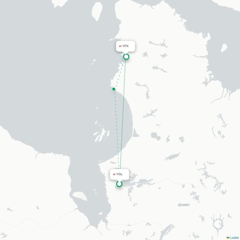YGL - YPX route map