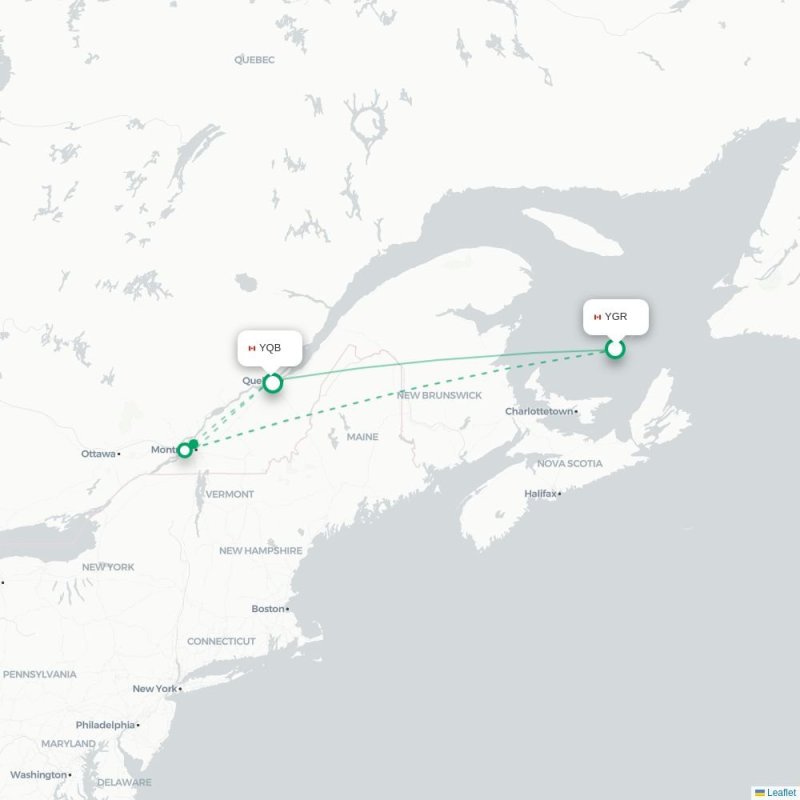 YGR - YQB route map