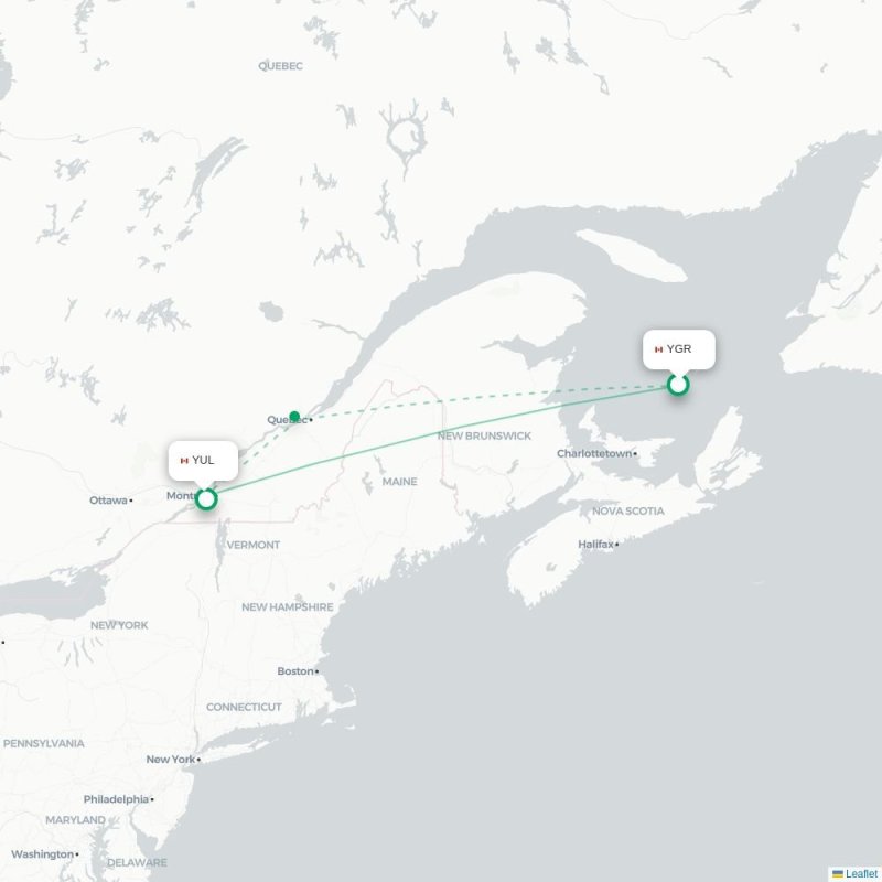 YGR - YUL route map
