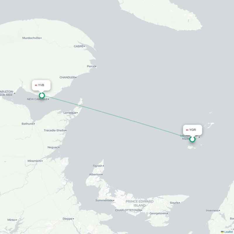 YGR - YVB route map