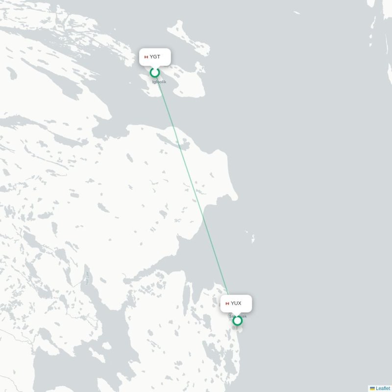 YGT - YUX route map