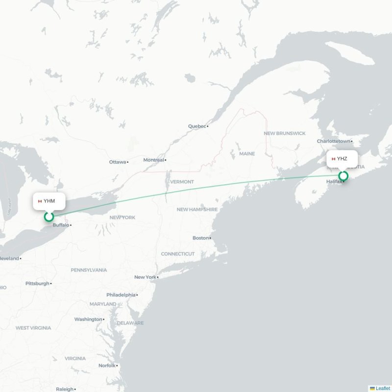 YHM - YHZ route map