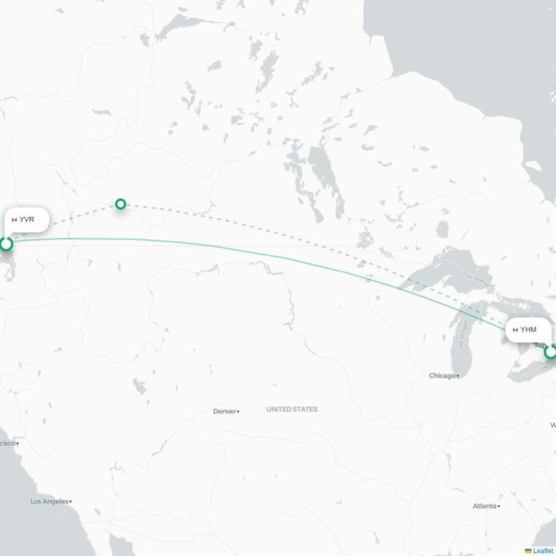 YHM - YVR route map