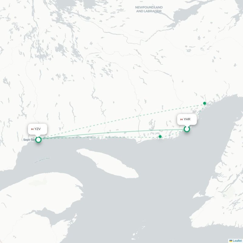 YHR - YZV route map