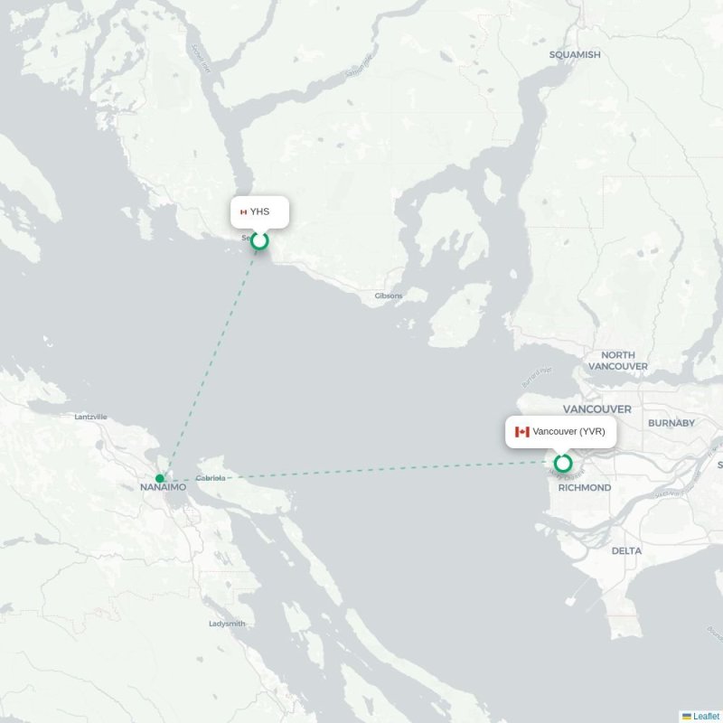 YHS - YVR route map