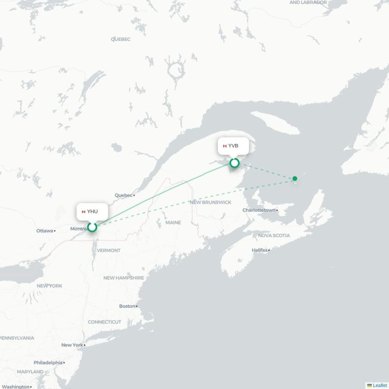 YHU - YVB route map