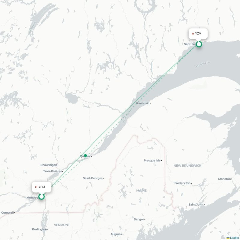 YHU - YZV route map
