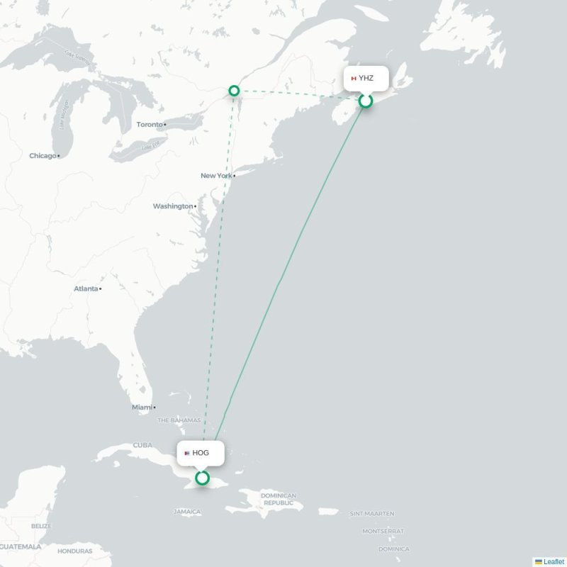 YHZ - HOG route map