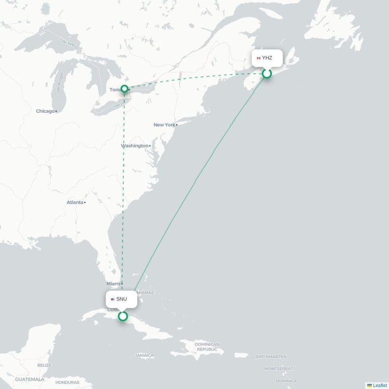 YHZ - SNU route map