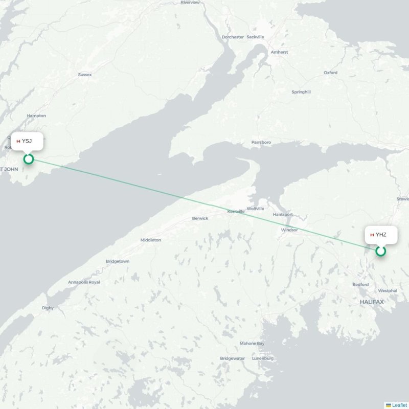 YHZ - YSJ route map