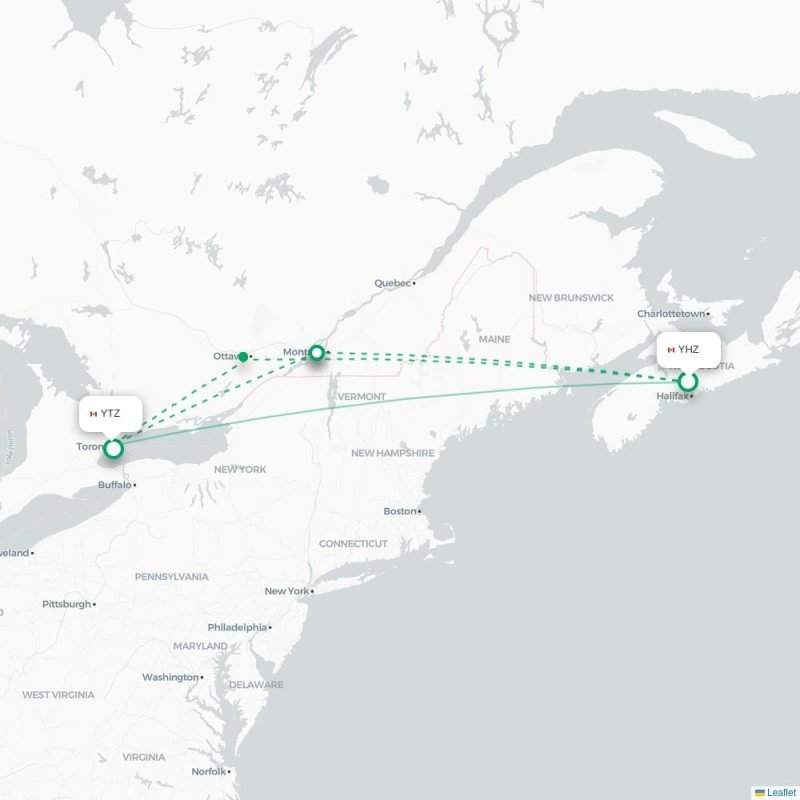 YHZ - YTZ route map