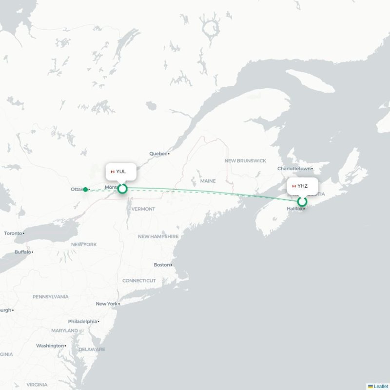 YHZ - YUL route map