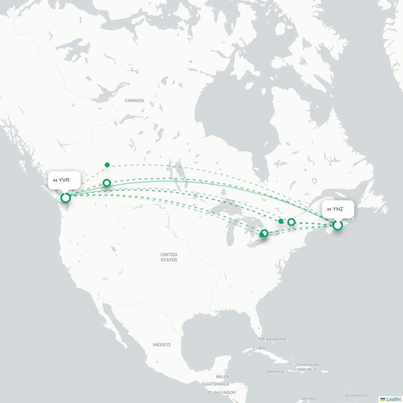 YHZ - YVR route map