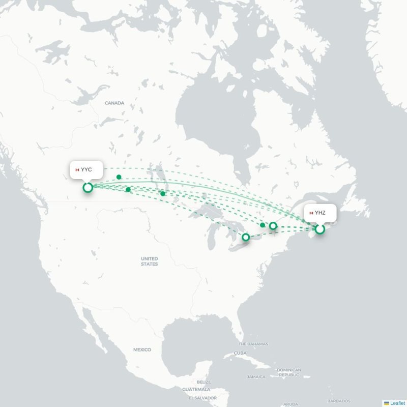 YHZ - YYC route map