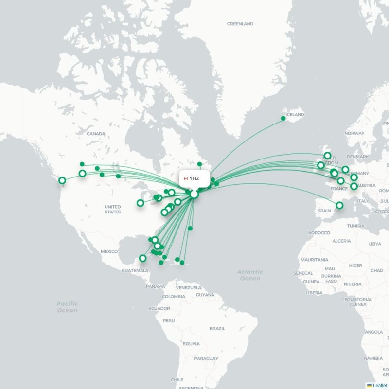 YHZ - CUN route map