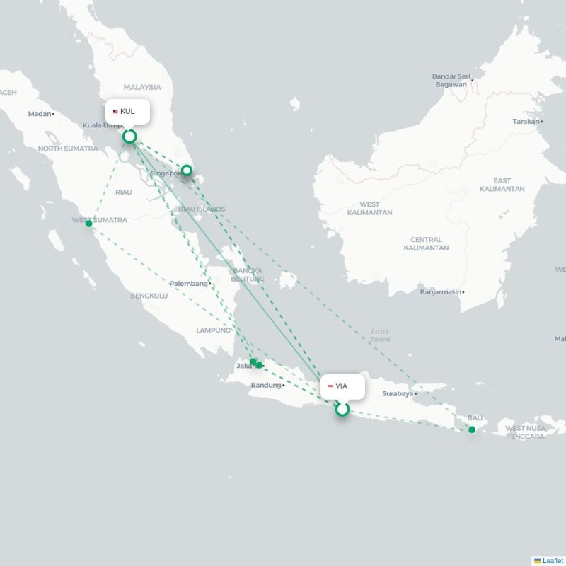 YIA - KUL route map