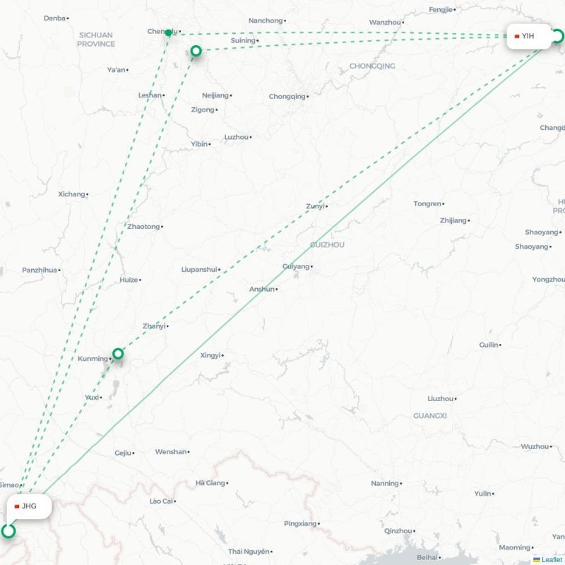 YIH - JHG route map