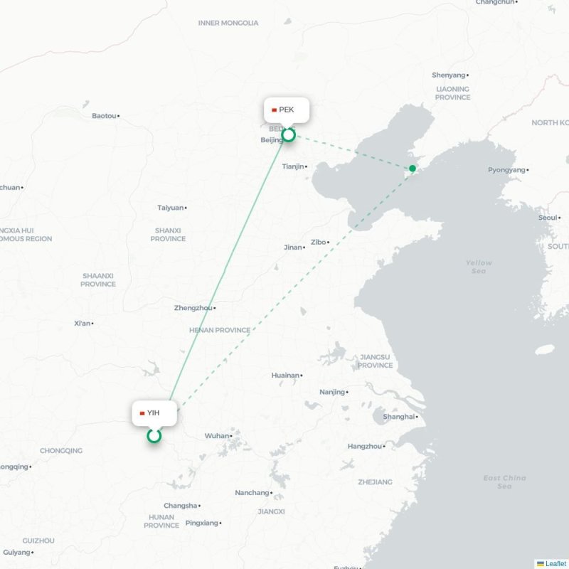 YIH - PEK route map