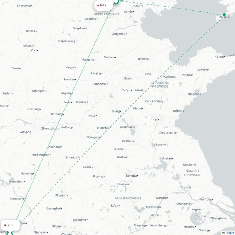 YIH - PKX route map