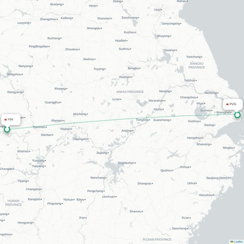 YIH - PVG route map