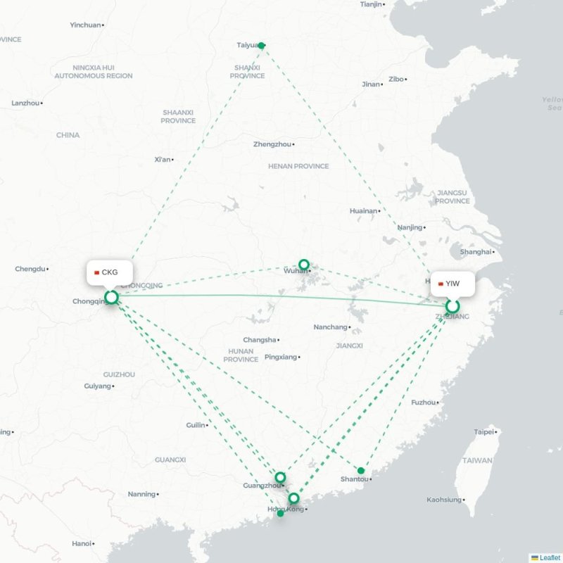 YIW - CKG route map