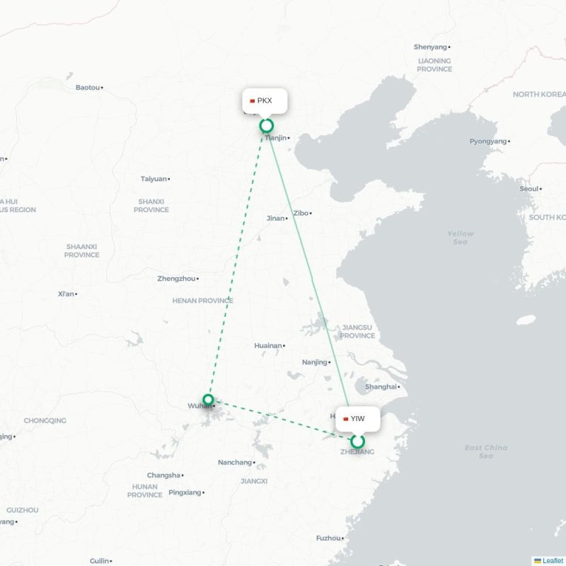YIW - PKX route map