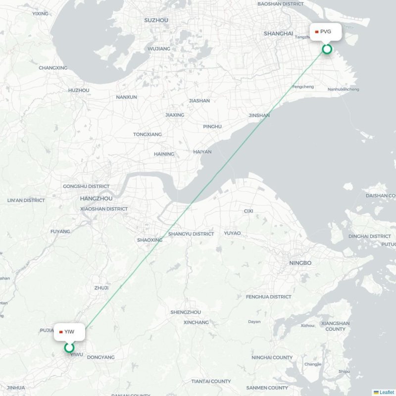 YIW - PVG route map