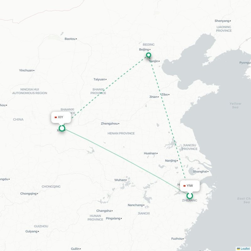 YIW - XIY route map