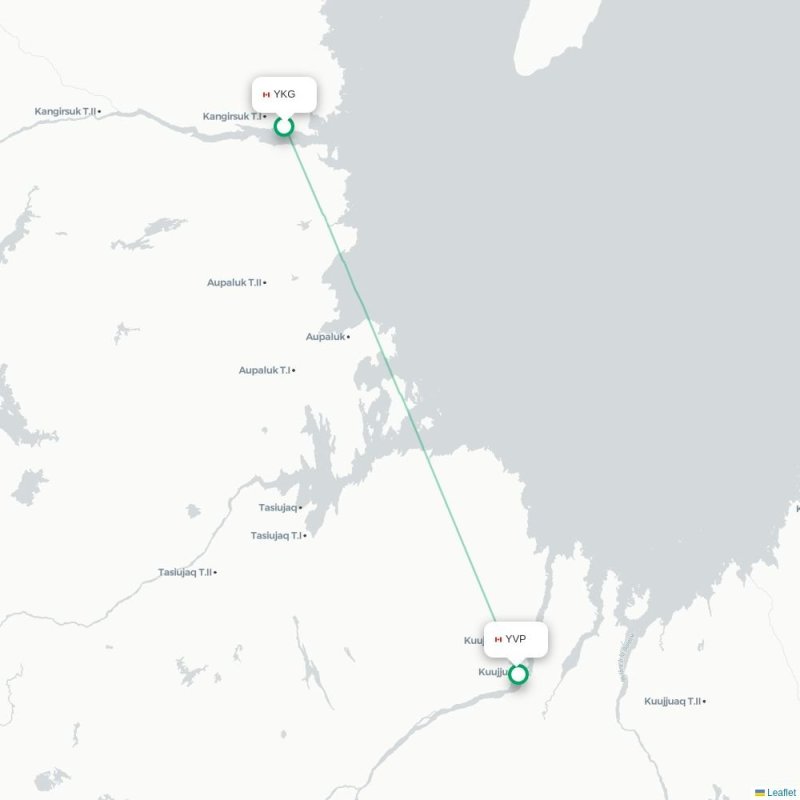 YKG - YVP route map